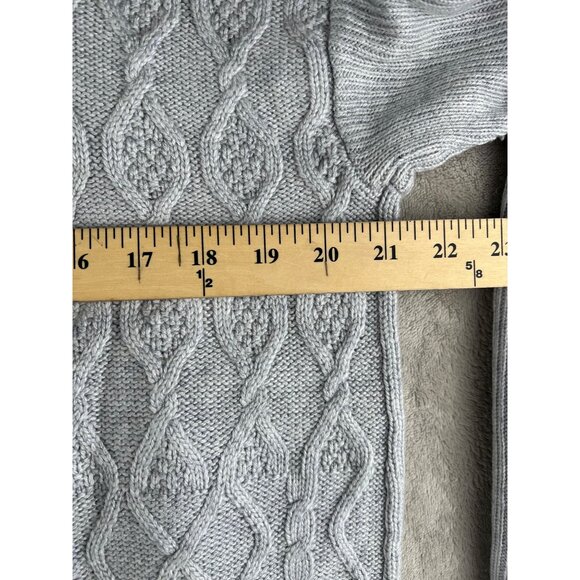 Chico's Cable Stitch Open Front Cardigan Sweater Gray Wool Cashmere Size 1 US M - Picture 10 of 16